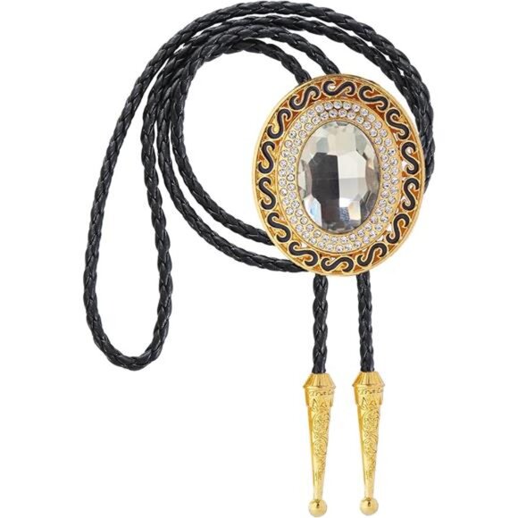 Turquoise Bolo Tie for Men White Crystal Bolo Tie - Picture 1 of 6